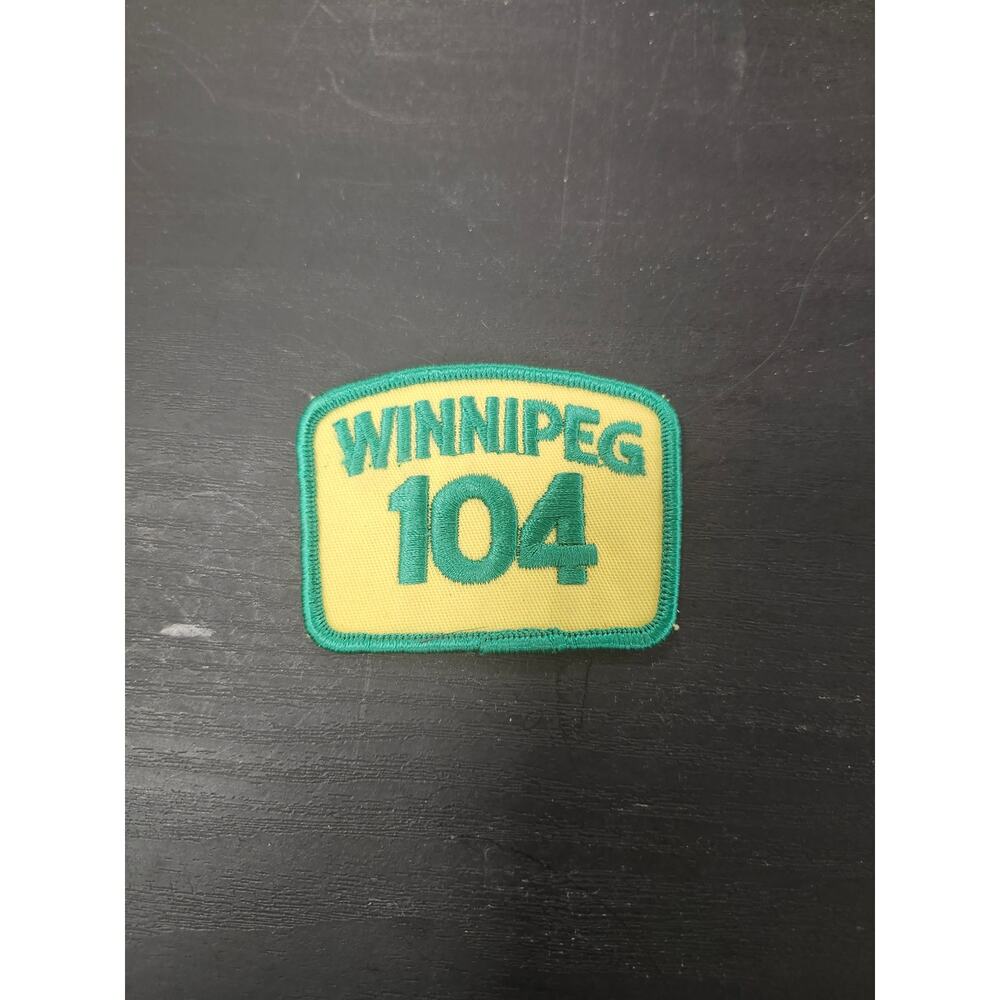 Vintage Winnipeg 104 Patch Green Yellow Embroidered Scout or Cub Emblem Canada